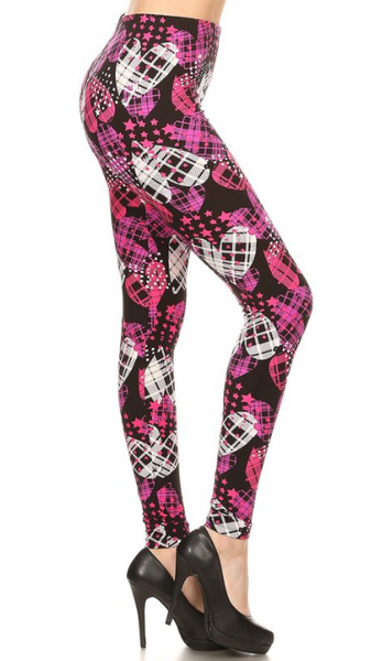 2136 Berry Plaid Heart LEGGINGS JV-D37C TO BBOK