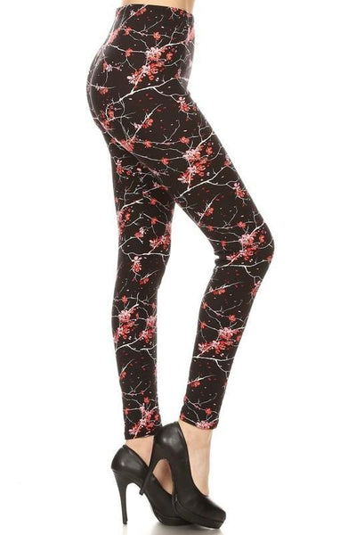 2140 Cherry Blossoms on Black LEGGINGS JV-D18B