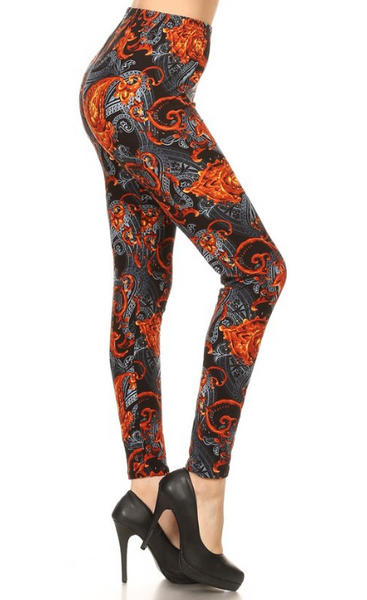 2154 Flamed Paisley LEGGINGS or CAPRI JV-E4C