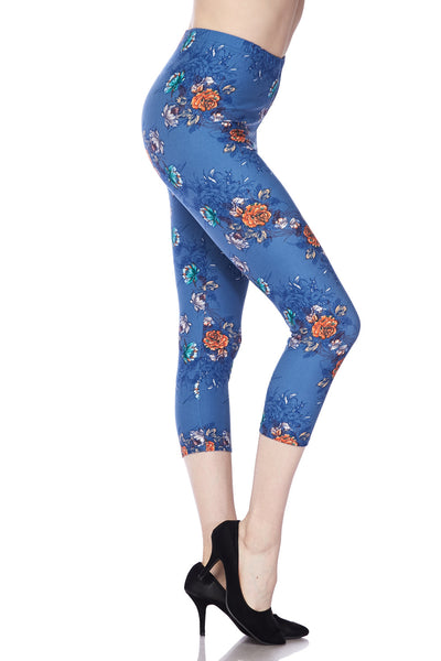 2438 Denim Floral LEGGINGS or CAPRI JV-K20C