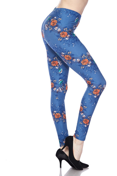 2438 Denim Floral LEGGINGS or CAPRI JV-K20C