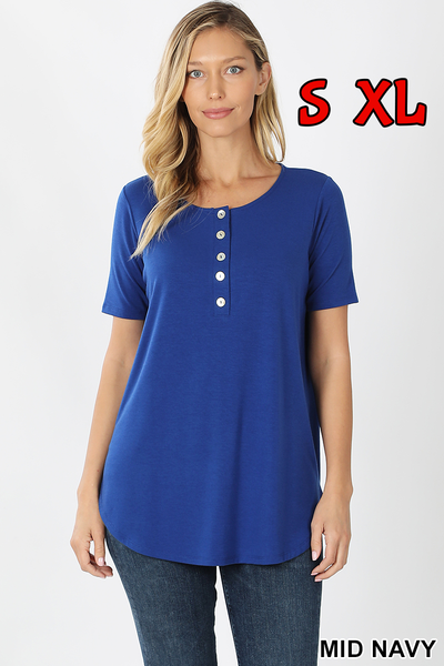 4266 1/4S Henley Shell Button TOP in MID NAVY ROYAL JV-HA1T G