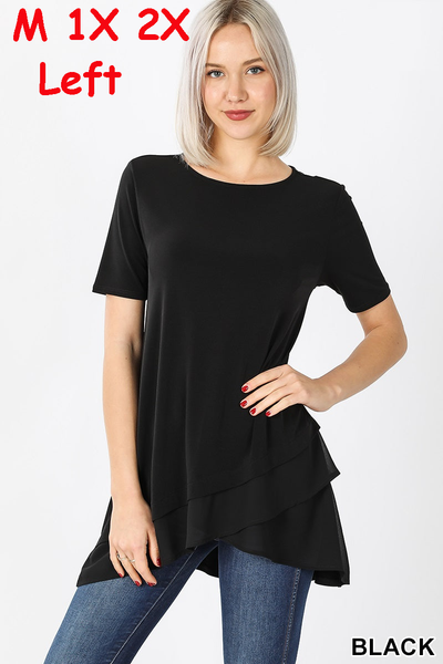 4282 1/4S Overlap Chiffon TOP in BLACK JV-N137A