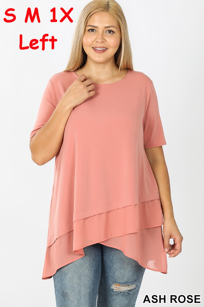 4284 1/4S Overlap Chiffon TOP in ASH ROSE JV-M23B