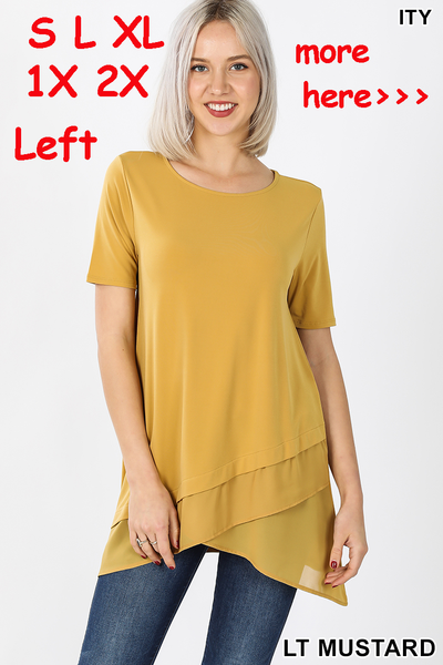 4439 1/4S Overlap Chiffon TOP in LT MUSTARD