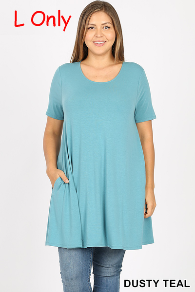 4539 1/4S LL Flared TOP w PKTS in DUSTY TEAL