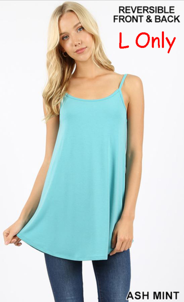 4541 0/0S V & Scoop Neck Reversible CAMI in ASH MINT