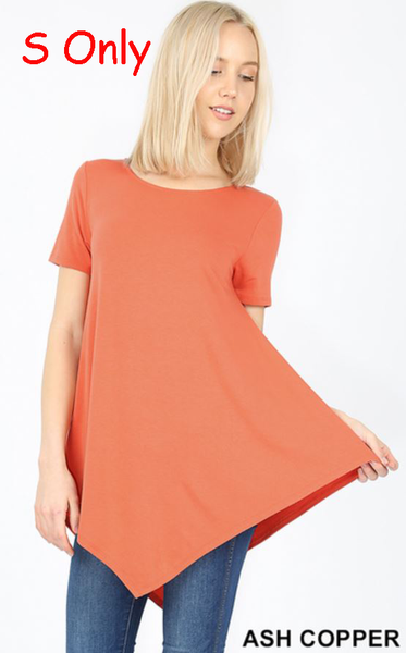 4979 1/4S Triangle Hem Boat Neck TOP in ASH COPPER