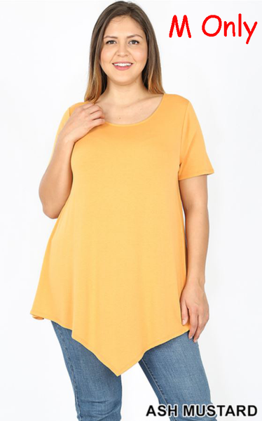 4991 1/4S Triangle Hem Boat Neck TOP in ASH MUSTARD