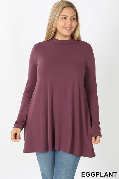 5246 4/4S Mock Neck w PKTS TOP in EGGPLANT JV-G7T