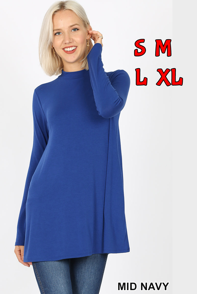 5265 4/4S Mock Neck w PKTS TOP in MID NAVY