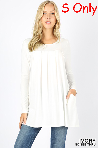 5272 4/4S R Neck Pleated TOP in IVORY