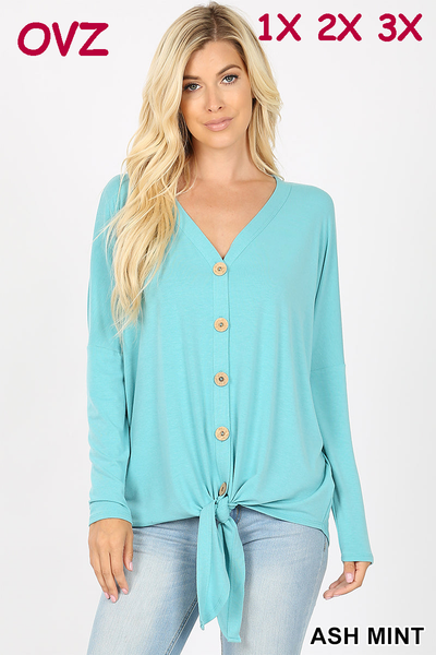 5300 4/4S Tie Front Button TOP in ASH MINT JV-B48C