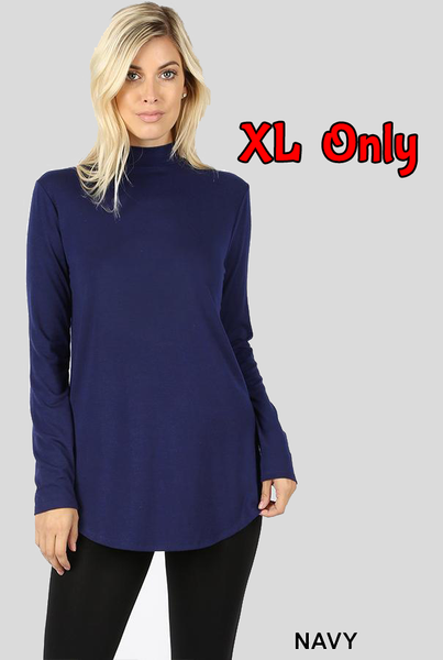 5661 4/4S Mock Neck Round Hem TOP in NAVY JV-KO