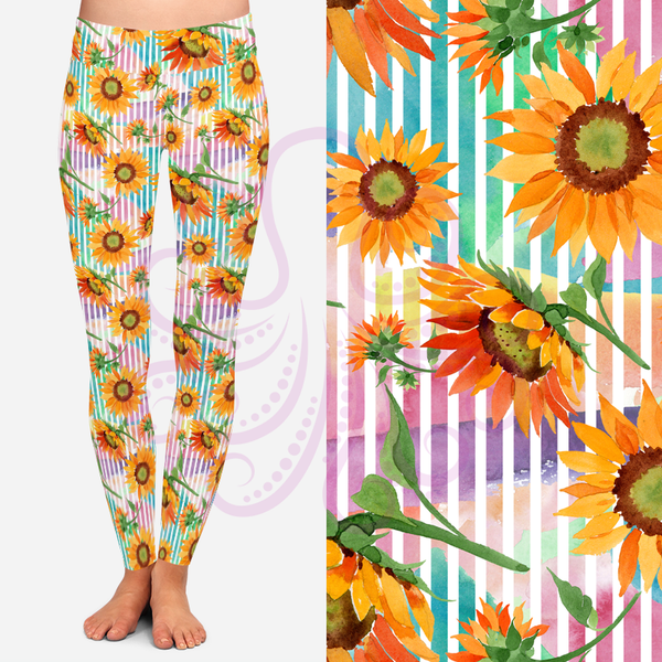 8306 Bands of Sunflowers POD DESIGNER LEGGINGS JV-N24C