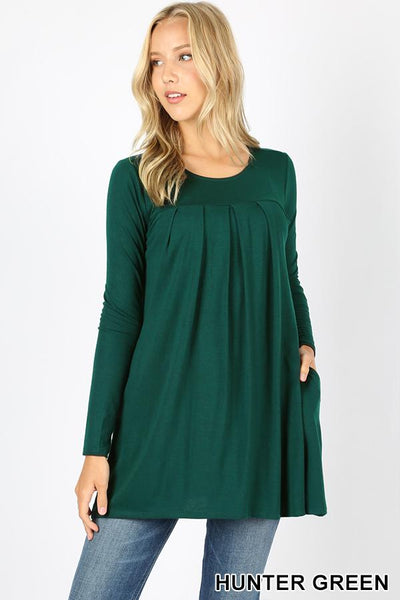 5782 4/4S R Neck Pleated TOP w PKTS in HUNTER GREEN JV-KO