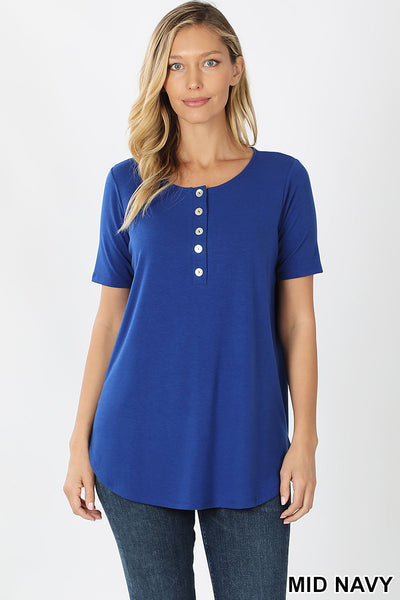 4266 1/4S Henley Shell Button TOP in MID NAVY ROYAL JV-HA1T G