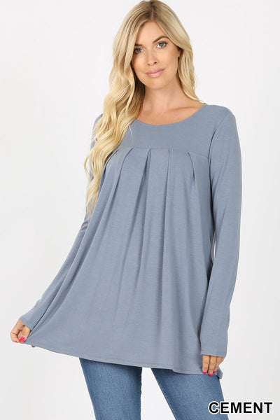 5775 4/4S R Neck Pleated TOP w PKTS in CEMENT JV-KO