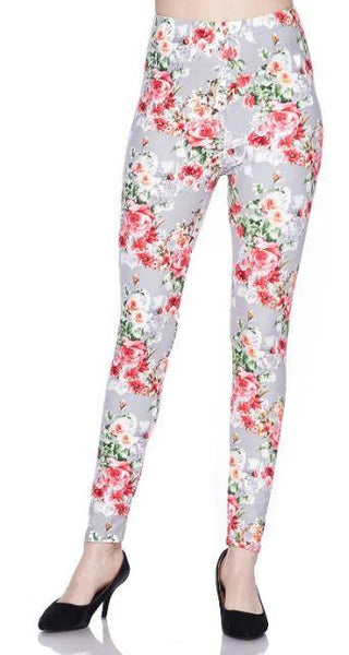 2266 Floral On Grey LEGGINGS JV-F36B