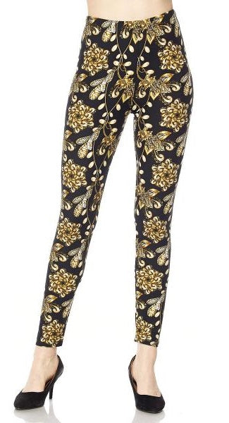 2031 Golden Honey Floral LEGGINGS JV1-Q34BL