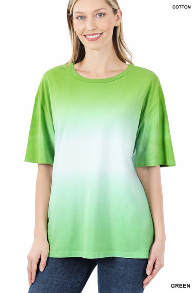 4063 1/4S Tie Dye Dip PREM TOP in GREEN JV-G37C