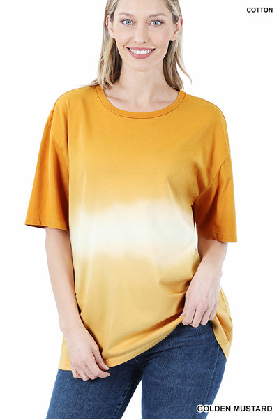 4228 1/4S Tie Dye Dip PREM TOP in GOLDEN MUSTARD