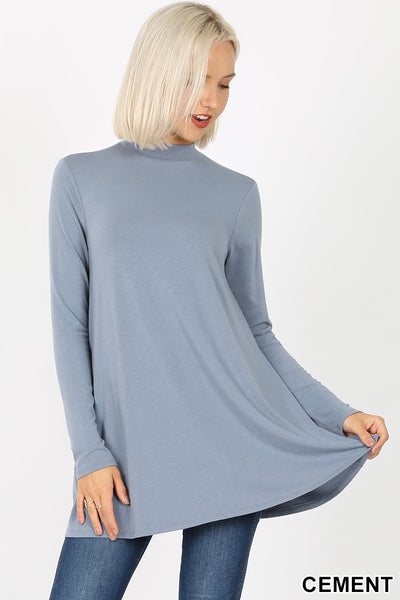 5249 4/4S Mock Neck w PKTS TOP in CEMENT