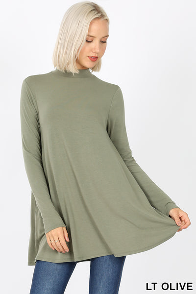5263 4/4S Mock Neck w PKTS TOP in LT OLIVE