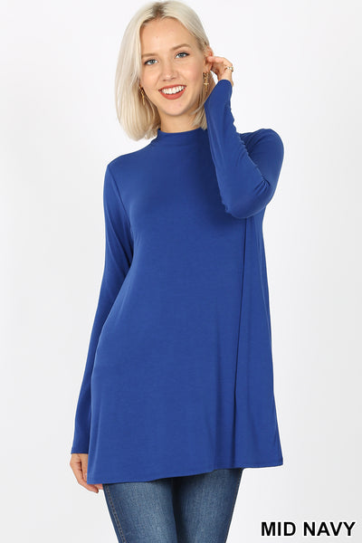 5265 4/4S Mock Neck w PKTS TOP in MID NAVY