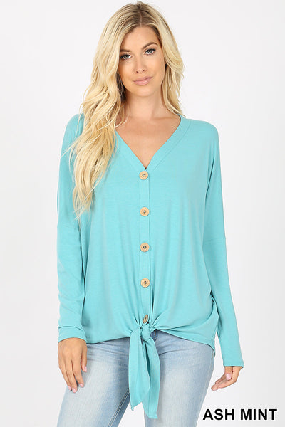 5300 4/4S Tie Front Button TOP in ASH MINT JV-B48C
