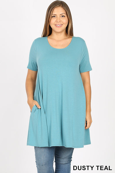 4539 1/4S LL Flared TOP w PKTS in DUSTY TEAL