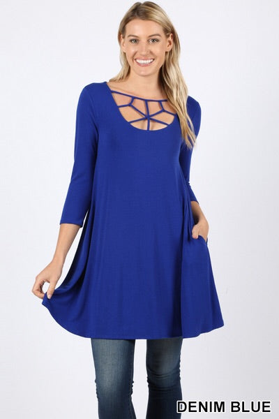 5301 3/4S Web Front TOP w PKTS in DENIM BLUE