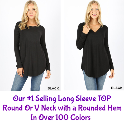 $8 OFF 💜 Over 100 Round Neck &amp; V Neck Round Hem Tops 💜 Only $20