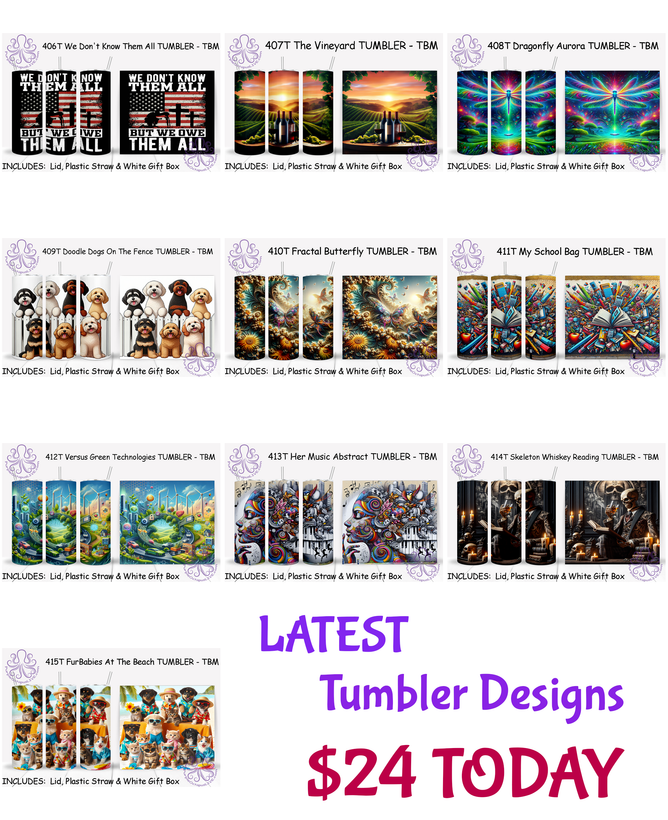 LATEST Tumbler Designs 💜 ONLY $20 TODAY