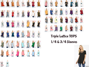 $9 OFF 💜 FINAL Stock of our 1/4 & 3/4 Sleeve Triple Lattice TOPS 💜