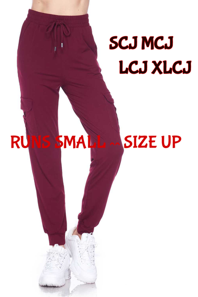 1004cj SOLID Burgundy CARGO JOGGERS JV-C36B