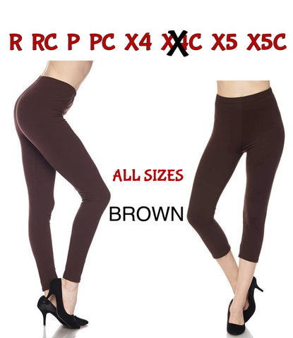 1007 SOLID Brown LEGGINGS or CAPRIS JV-N126/131 G