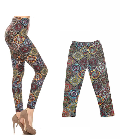 101 Floral Aztec Circle LEGGINGS or Kids