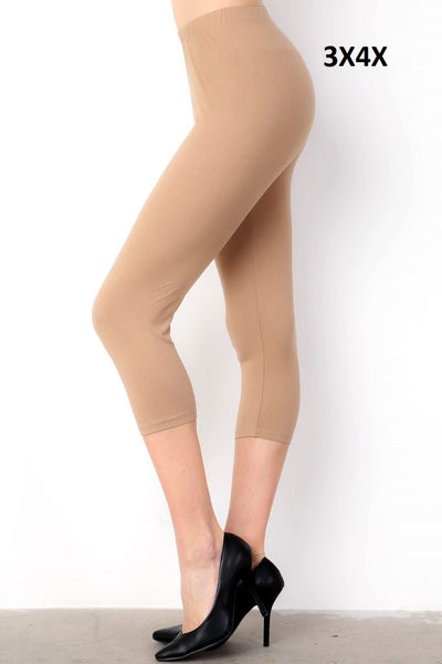 1033 SOLID Tan LEGGINGS & CAPRI