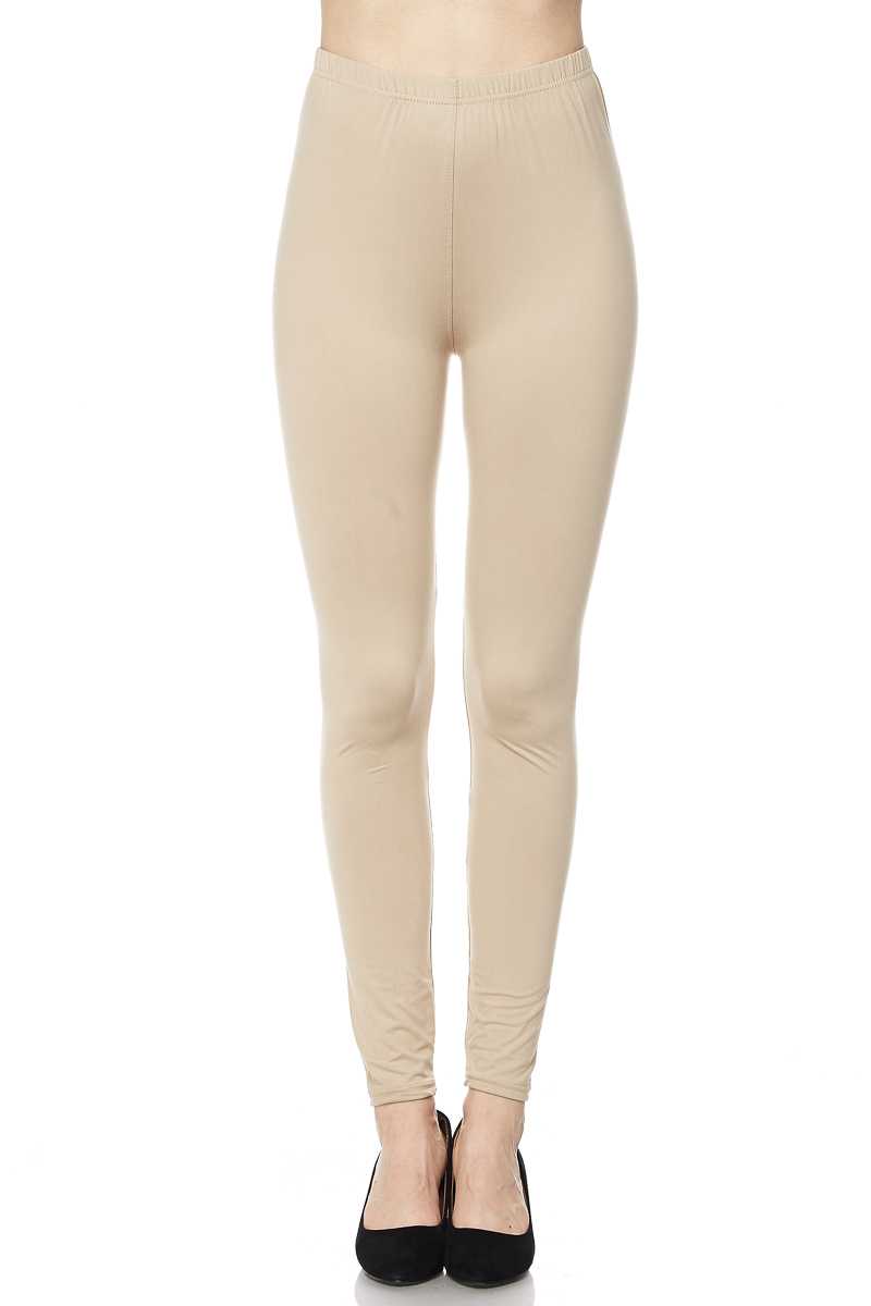 1033 SOLID Tan LEGGINGS & CAPRI