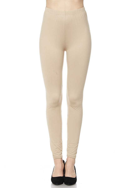 1033 SOLID Tan LEGGINGS & CAPRI