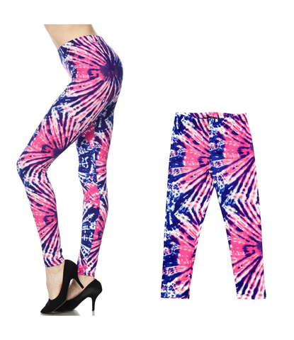 103 Pink Blue Violet Tie Dye LEGGINGS or Kids