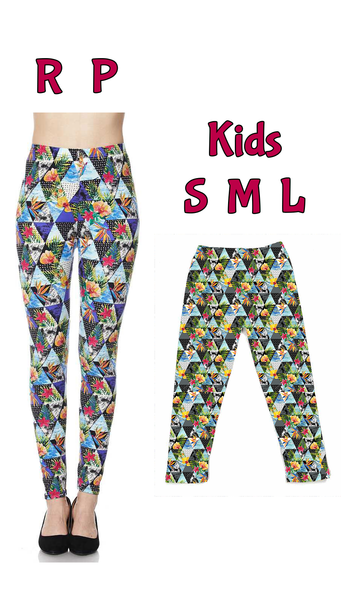 104 Tropic Triangles LEGGINGS or Kids JV1-Q58B G