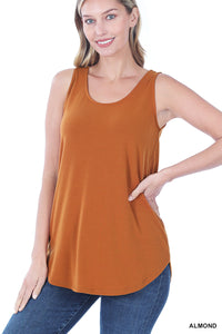 11072 0/0S Round Neck & Hem TOP in ALMOND JV-AA9T