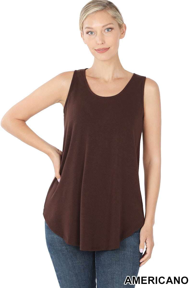 11073 0/0S Round Neck & Hem TOP in AMERICANO JV-T118B
