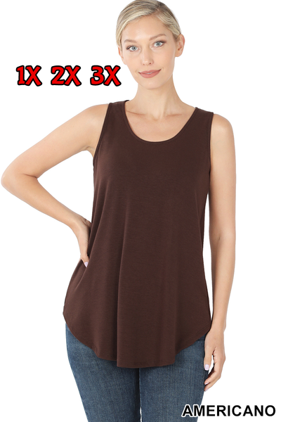11073 0/0S Round Neck & Hem TOP in AMERICANO JV-T118B
