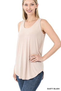 11074 0/0S Round Neck & Hem TOP in DUSTY BLUSH JV-N111T