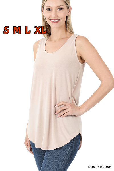 11074 0/0S Round Neck & Hem TOP in DUSTY BLUSH JV-N111T