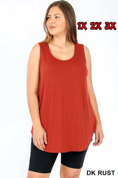 11077 0/0S Round Neck & Hem TOP in DK RUST JV-N97B