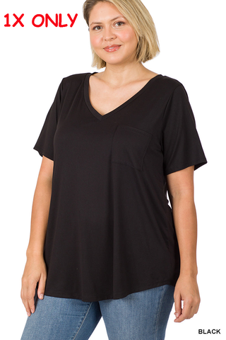 11234 1/4S Model VN Pocket TOP in BLACK JV-C48T